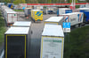 Lkw am Abend des 25. April 2017 auf der Raststätte Münsterland-West an der Autobahn A1.