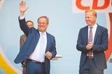 Armin Laschet war am 18. September 2021 auf dem Marktplatz in Warendorf zu Gast und wurde empfangen vom örtlichen CDU-Bundestagskandidaten Henning Rehbaum.
