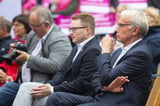 Bernhard Daldrup beim Wahlkampfauftritt von SPD-Kanzlerkandidat Olaf Scholz am 24. September 2021 auf der Stubengassse in Münster.