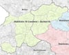 Der Wahlkreis 78 umfasst neben Orten aus dem Kreis Coesfeld auch Städte und Gemeinden aus dem Kreis Borken. Angrenzend der Wahlkreis 79 (rosa) mit ausschließlich Orten aus dem Kreis Coesfeld und der neue Wahlkreis 85 (blau) mit Bezirken aus Münster.
