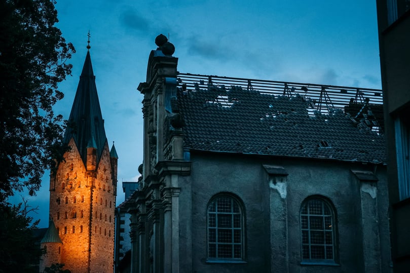 Das Dach des Michaelskloster ist in großen Teilen abgedeckt