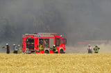 Ein Feld in der Nähe des Hof Pünings in Alverskirchen (Everswinkel) brennt. Die Feuerwehr versucht einen Waldbrand zu verhindern.