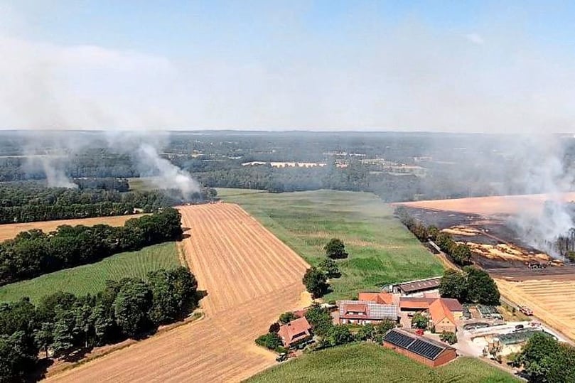 Übersicht über den Großbrand in der Bauerschaft Schmedehausen