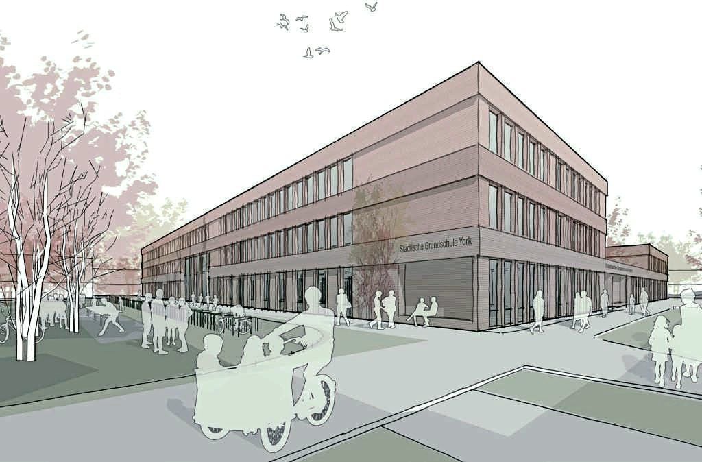 Auf einer Grünfläche im südlichen Bereich der früheren York-Kaserne soll eine Grundschule gebaut werden.
