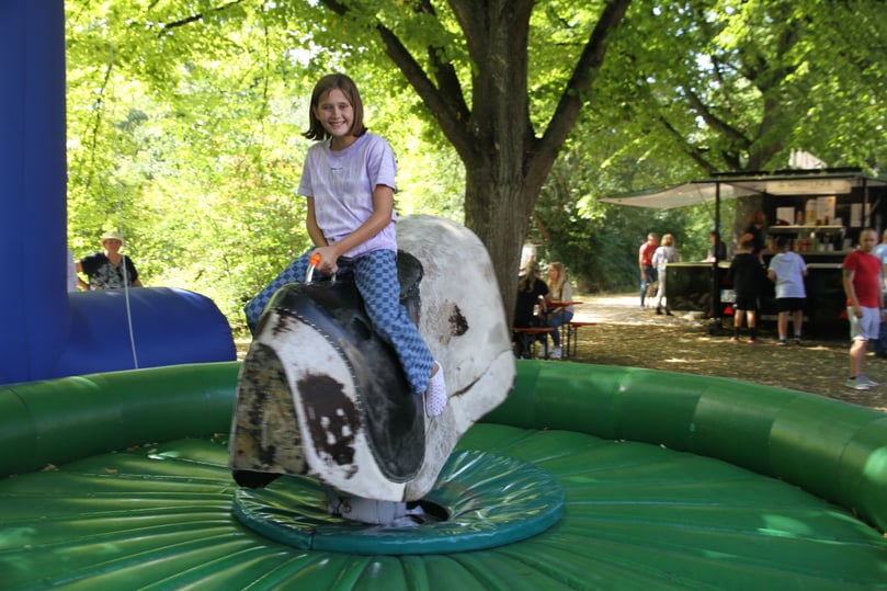 Bullrriding gab es zum ersten Mal beim Hederauenfest . Es ersetzte die Sälzer Olympiade.