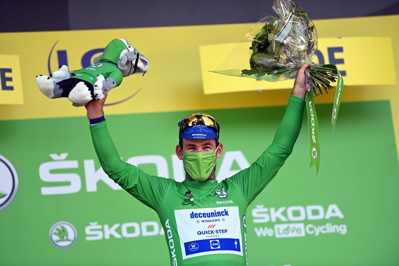 Nachdem das Rennen im Jahr 2020 pandemiebedingt leider ausfallen musste, heißt der aktuelle Sieger des Münsterland-Giros 2021 Mark Cavendish. Hier sieht man den Briten beim Sieg einer Etappe der Tour de France, welche er als Sieger der Sprintwertung im grünen Trikot abschließen sollte.