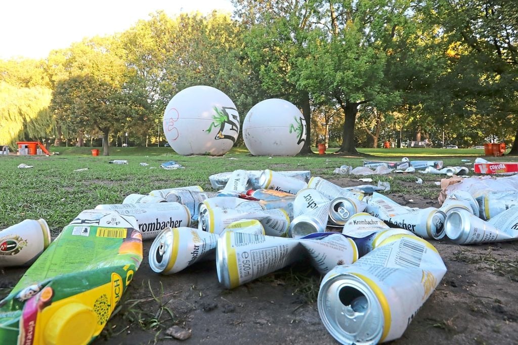 Viel Müll am Aasee und in der Innenstadt