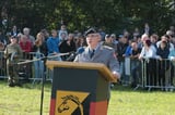 Der Stellvertretende Bataillonskommandeur Oberstleutnant Jörg Glugla begrüßte die anwesenden Gäste und Bevölkerung.