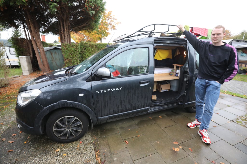 Student Willm Wilkens wohnt auf dem Campingplatz