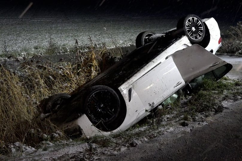 Unfall Schnee Westeroder Straße Nordwalde Richtung Greven