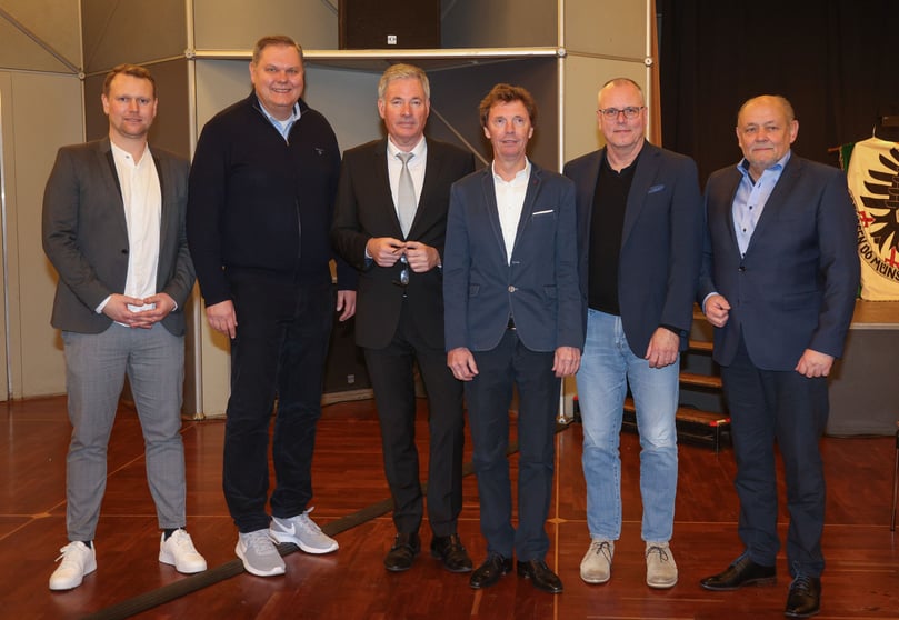 Der neu gewählte Aufsichtsrat von Preußen Münster: (v.l.) Thomas Pfeifer, Friedrich Lukas, Frank Westermann, Jürgen Becker, Thomas Röttgermann, Wilfried Roth