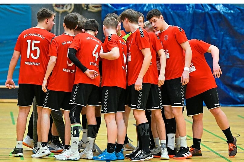 Szene aus dem A-Jugend-Verbandsliga-Spiel SGH Steinfurt gegen CVJM Rödinghausen (45:36) am 15. Februar 2023.