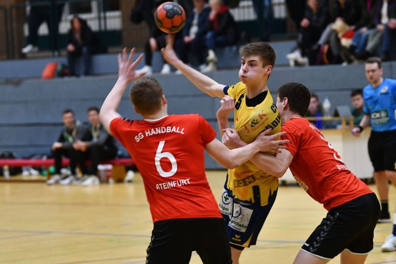 Szene aus dem A-Jugend-Verbandsliga-Spiel SGH Steinfurt gegen CVJM Rödinghausen (45:36) am 15. Februar 2023.