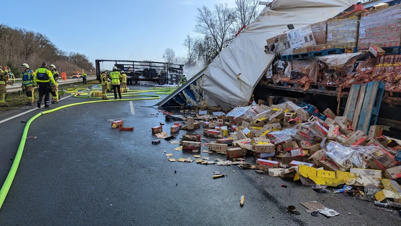 Lkw-Unfall auf der A1 bei Greven.