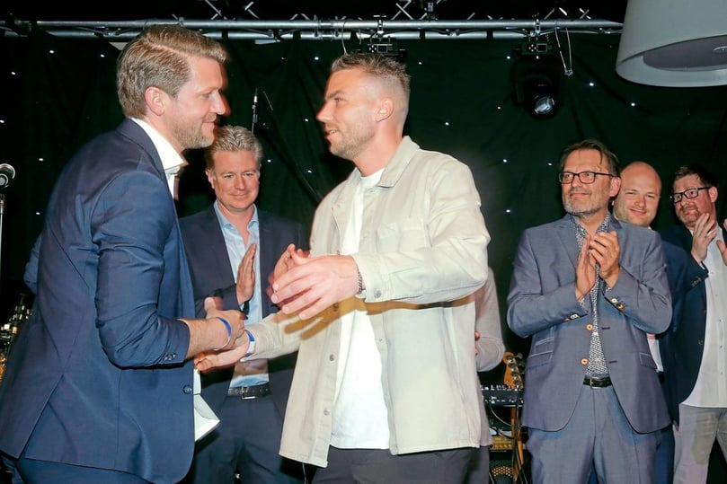 Der SC Preußen Münster hat seinen Aufstieg in die 3. Liga am Samstagabend (13. Mai) im Speicher 10 in Münster gefeiert.