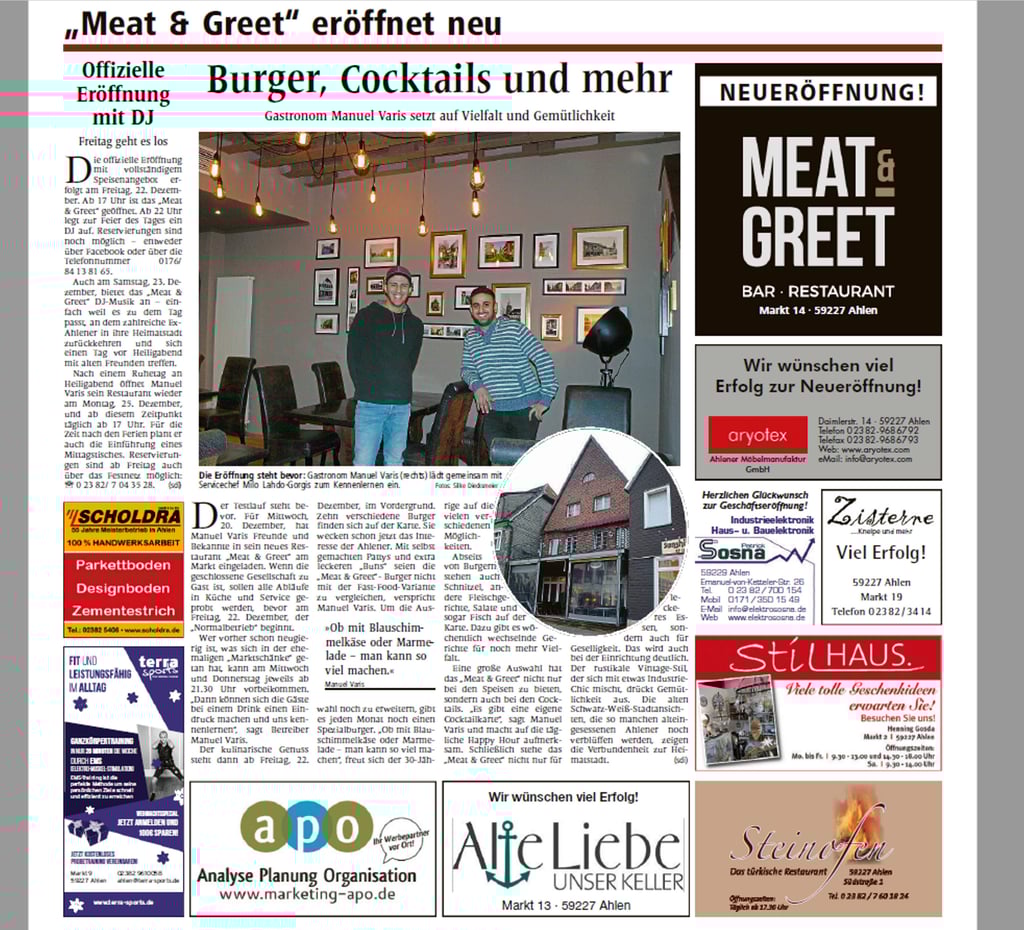 „Appetit auf Ahlen“ Besuch im „Meat & Greet“ am Marktplatz