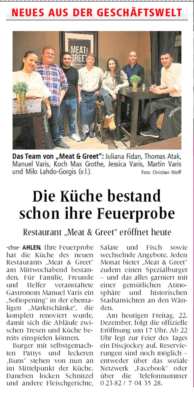 „Appetit auf Ahlen“ Besuch im „Meat & Greet“ am Marktplatz