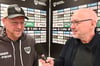 Preußen-Trainer Sascha Hildmann (l.) im Gespräch mit Sportredakteuer Alexander Heflik.