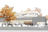 So sieht der Entwurf des Büros Schlattmeier Architekten aus Herford aus. Links im Bild ist die Sporthalle zu erkennen, die Schulräume erstrecken sich auf mehreren Ebenen.