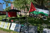 Ein Solidaritätstag für Palästina fand am Dienstag zwischen Juridicum und Aa statt.