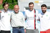 Stadionsprecher Berthold Hagedorn (2.v.l.) interviewte die Jugendtrainer (v.r.): Levi Eigen, Robert Schwering und Paul Schwering.