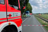 Gesperrt ist die Bundesstraße 64 in Telgte nach einem schweren Unfall.