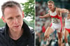 Frank Busemann besuchte in dieser Woche die Special Olympics in Münster (links). Legendär: Seine Erfolge als Leichtethlet - wie 1996 bei den Olympischen Spielen in Atlanta (rechts).
