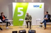 Moderiert von Judith Schulte-Loh (v.l.), unterhielten sich Brigadegeneral Stefan Geilen und Frank Bussmann, Sprecher der Bürgerinitiative Münster-Handorf über die Sperrung des Bundeswehr-Übungsgeländes Handorf-Ost.