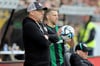 Preußen-Trainer Sascha Hildmann (l.) und Kapitän Marc Lorenz bekommen am Samstag ihren Gegner im DFB-Pokal zugelost.