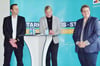 Landtagsabgeordnete Christina Schulze-Föcking (M.) moderierte die Veranstaltung, bei der die Gäste Bürgermeisterkandidat Sebastian Nebel und Sabrina Salomon (CDU-Kandidatin für die EU) kennenlernen konnten.
