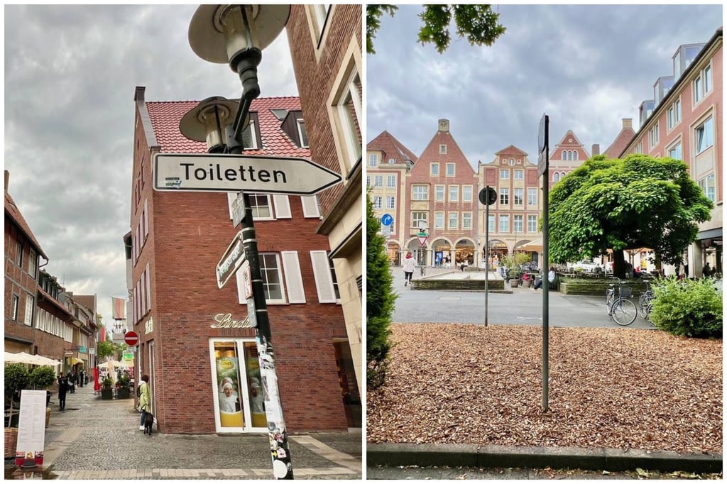 Schild verweist auf Toilettenanlage, die es gar nicht mehr gibt